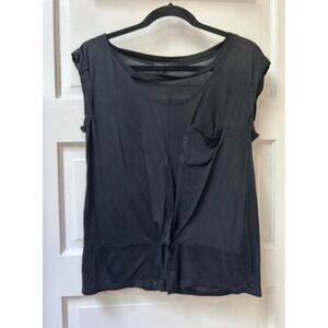 Barbara Bui Black Cutout Knot Front Cap Sleeve Pocket Top Size 38